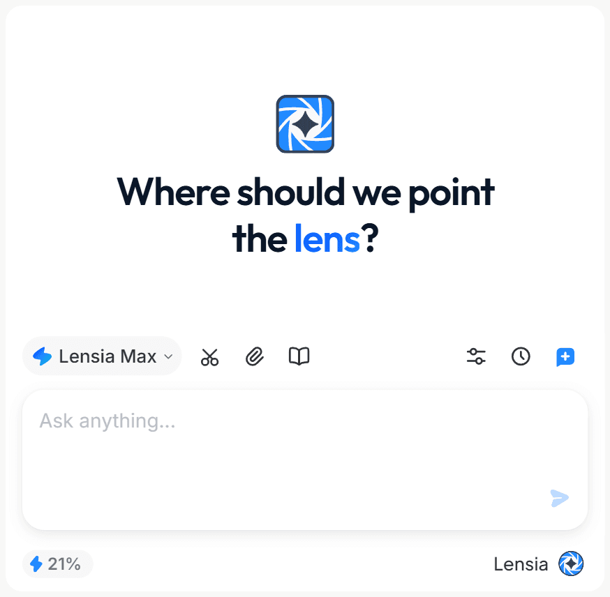 The Lensia sidebar, docked to the browser